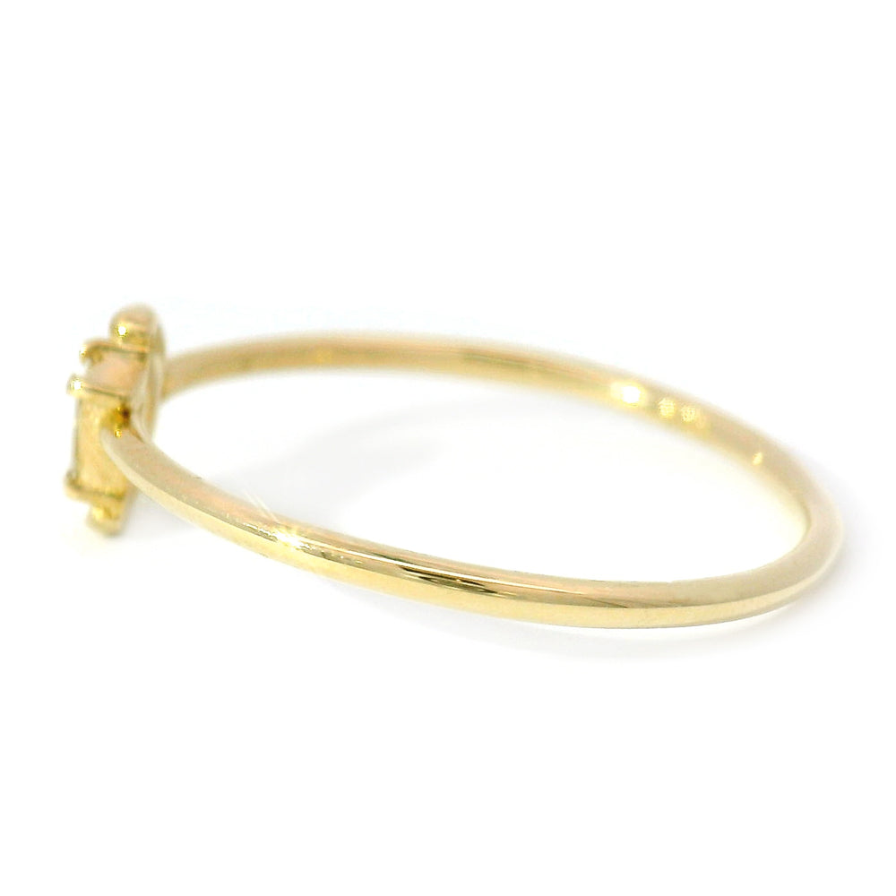 Dainty Diamond Baguette & Yellow Gold Ring - "Brushed Glimmer"