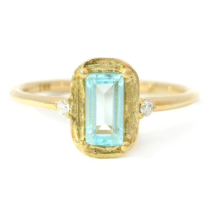 Aquamarine & Diamond Yellow Gold Ring - "Seamist Blue"