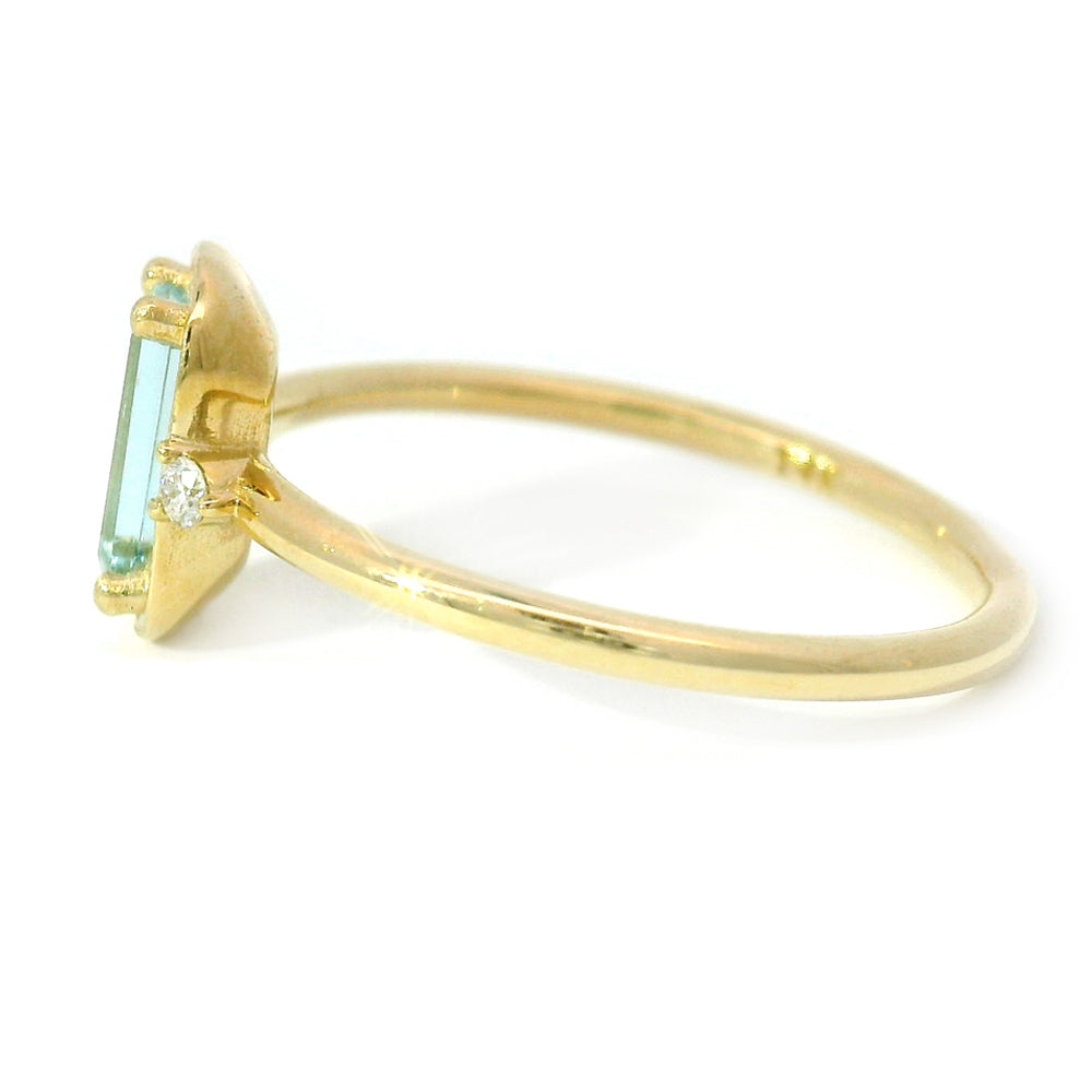 Aquamarine & Diamond Yellow Gold Ring - "Seamist Blue"