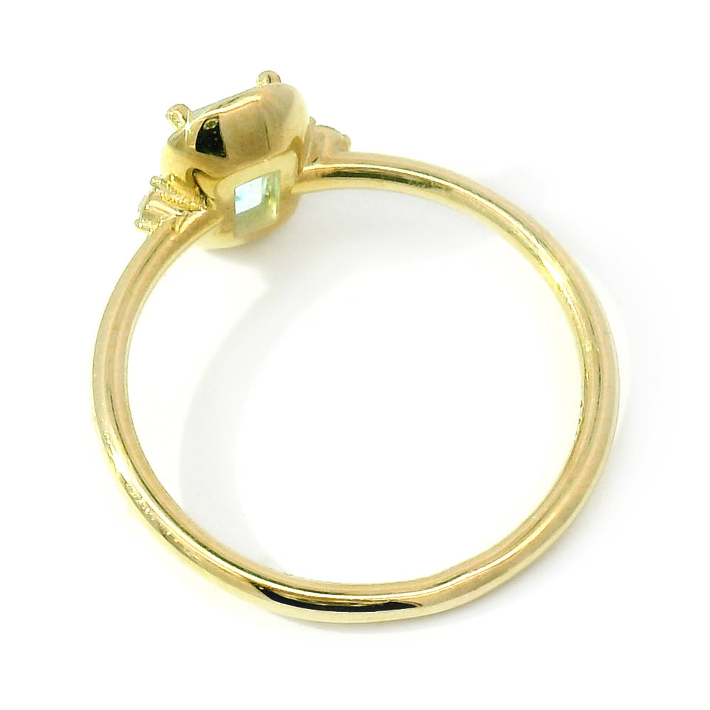 Aquamarine & Diamond Yellow Gold Ring - "Seamist Blue"