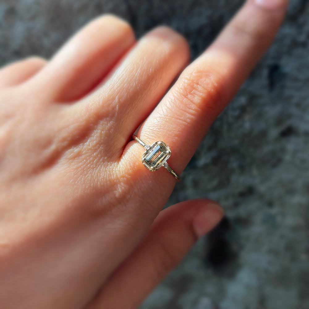 Green Sapphire & Diamond Yellow Gold Ring - "Sap Green"