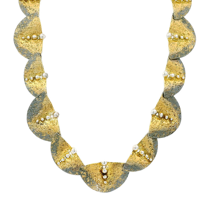 Sterling Silver & Gold Vermeil Geometric Necklace - "Molten"