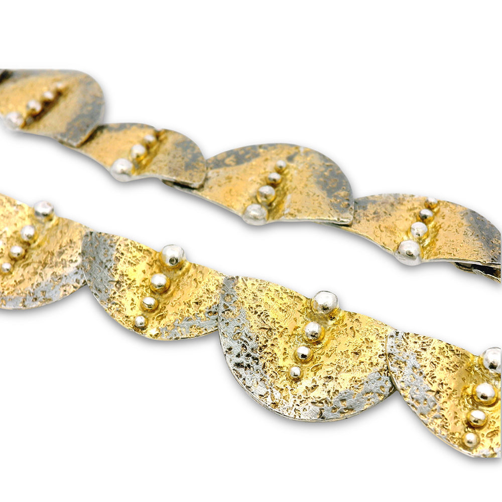 Sterling Silver & Gold Vermeil Geometric Necklace - "Molten"