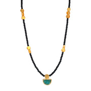 Sterling Silver, Gold Vermeil & Turquoise Necklace - "Encapsulated Sky"