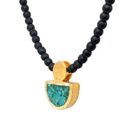 Sterling Silver, Gold Vermeil & Turquoise Necklace - "Encapsulated Sky"