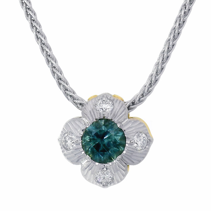 Montana Sapphire Two-Tone Reversible Necklace - "Quadrafolium"