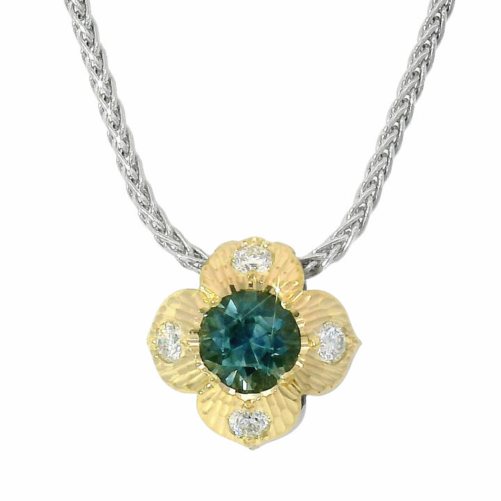 Montana Sapphire Two-Tone Reversible Necklace - "Quadrafolium"