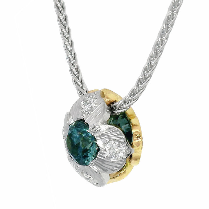 Montana Sapphire Two-Tone Reversible Necklace - "Quadrafolium"