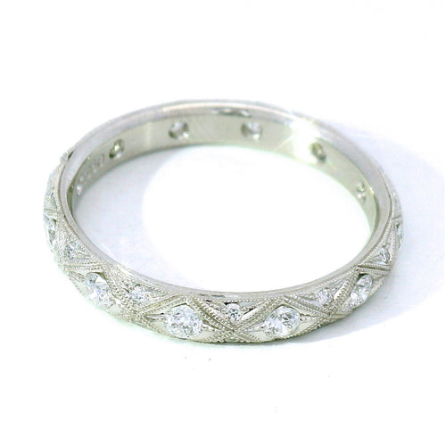 Platinum Diamond Eternity Ring with Milgrain Detail – “Serpentis”