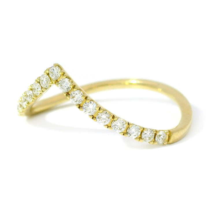 Yellow Gold & Diamond Contour Band - "Chevron"