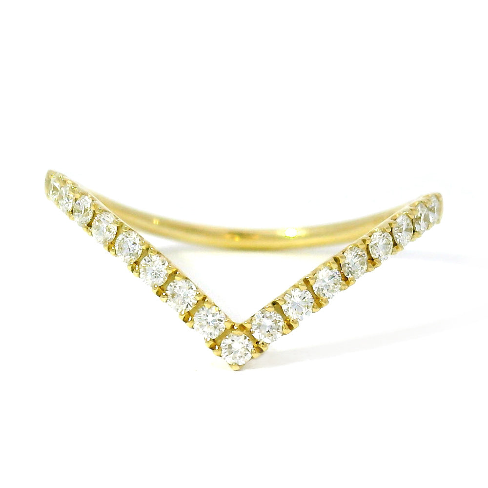 Yellow Gold & Diamond Contour Band - "Chevron"