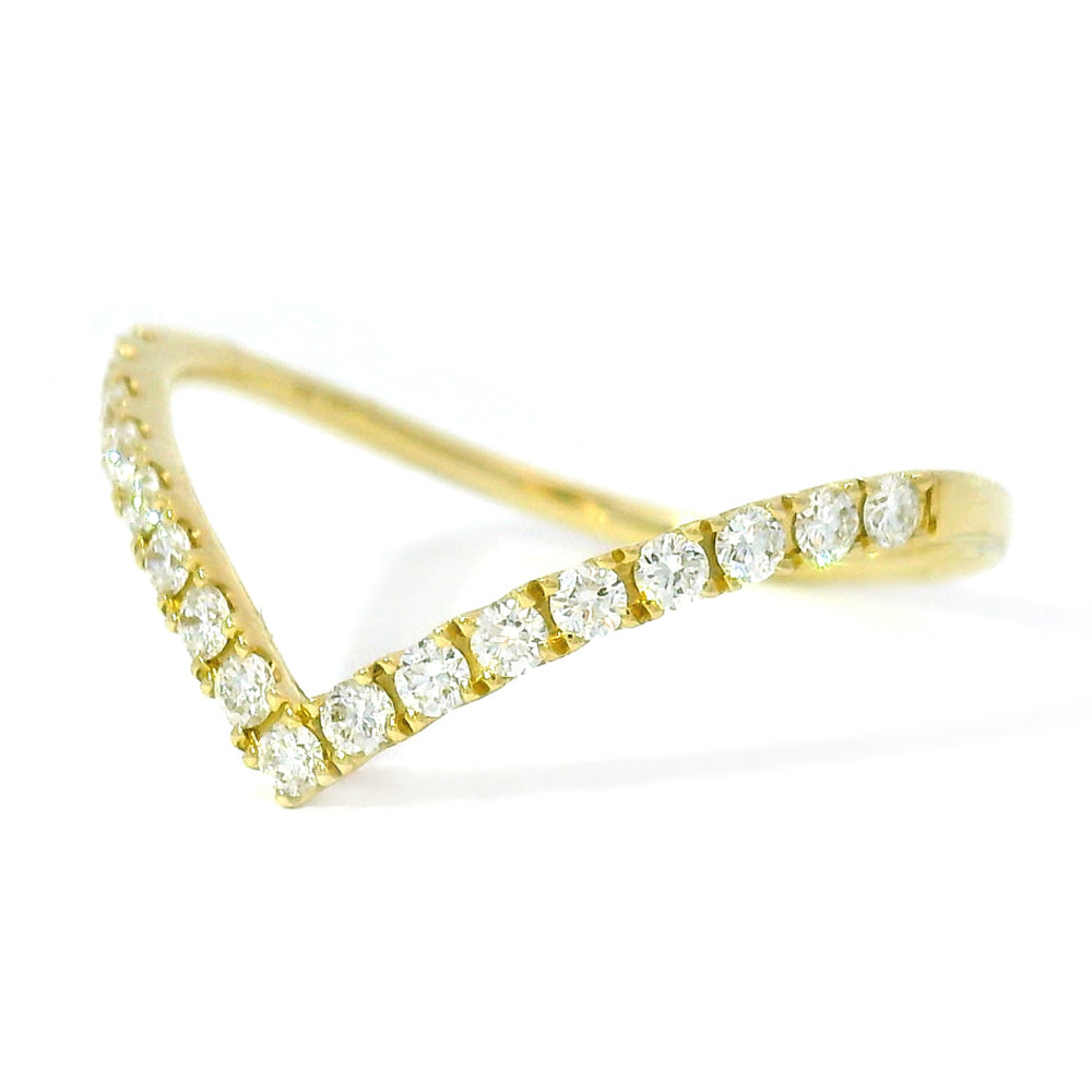 Yellow Gold & Diamond Contour Band - "Chevron"