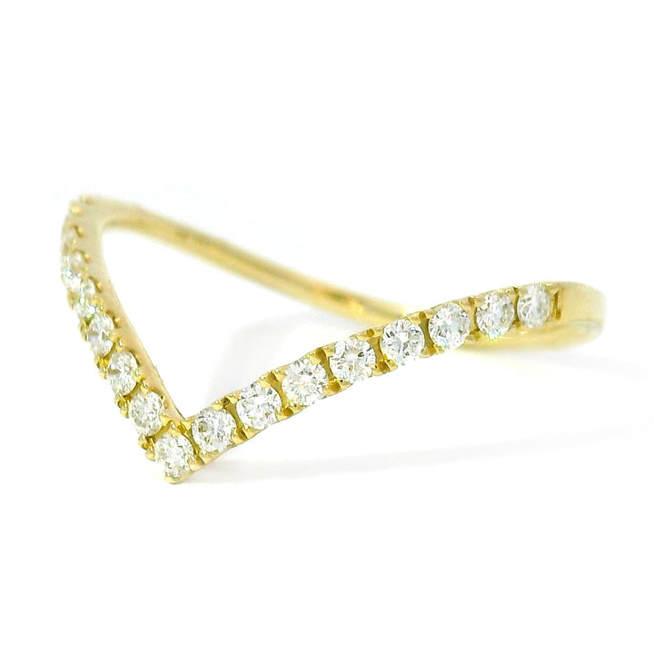 Yellow Gold & Diamond Contour Band - "Chevron"