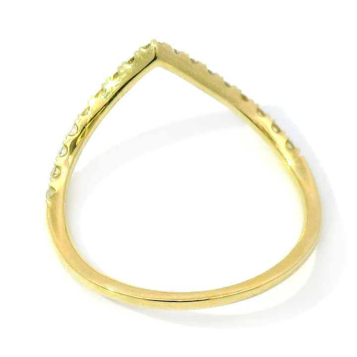 Yellow Gold & Diamond Contour Band - "Chevron"