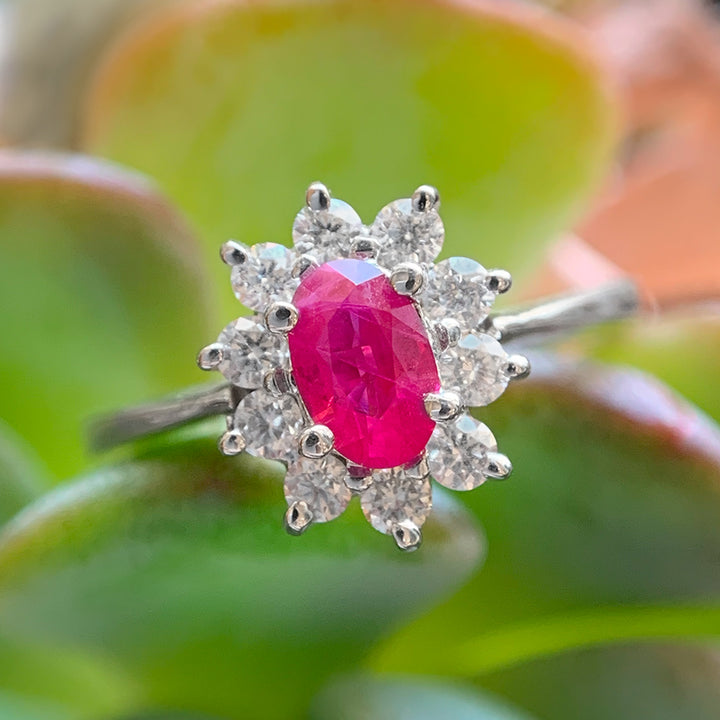 Ruby & Diamond White Gold Ring- "North Star"