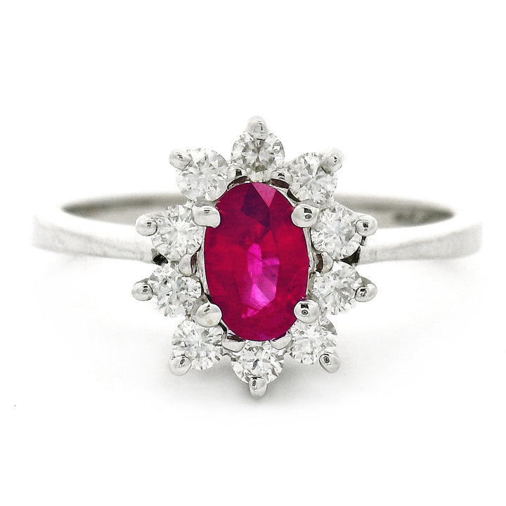 Ruby & Diamond White Gold Ring- "North Star"
