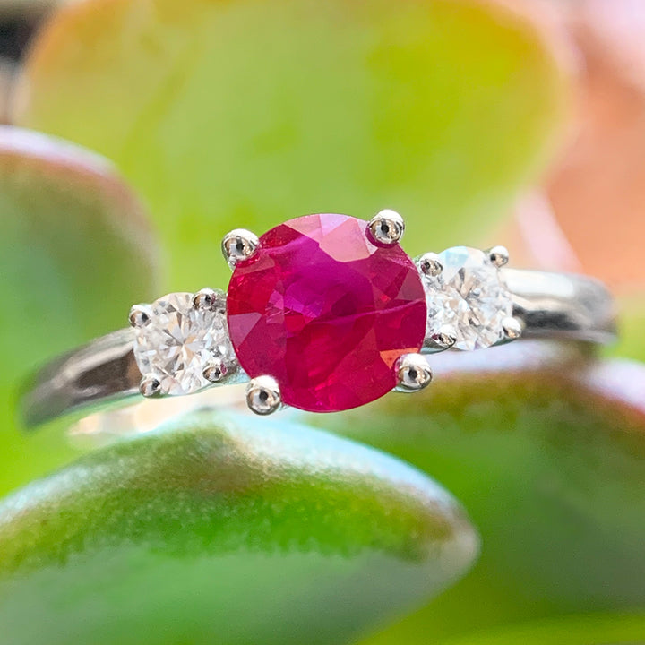 White Gold Ruby and Diamond Ring - "Ruby in White"