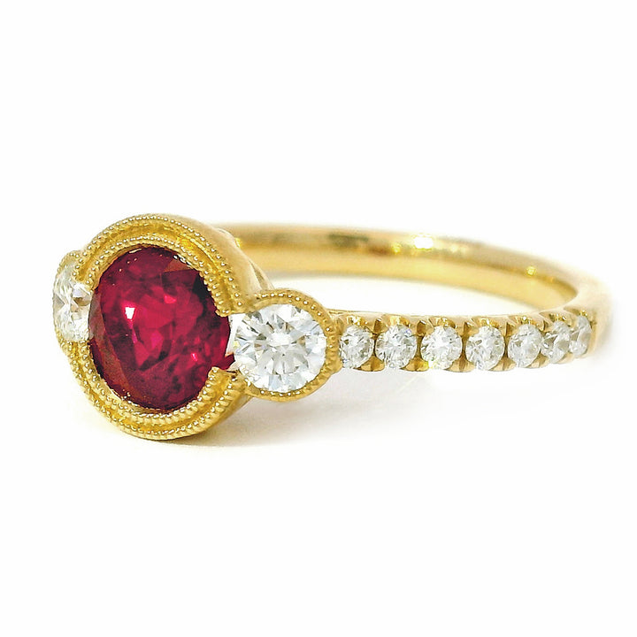 Ruby & Diamond Accented Ring - "Gilded Passion"