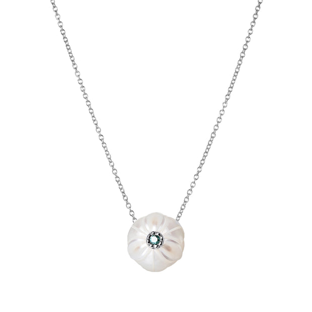 Freshwater Pearl & Blue Topaz Necklace - "Narcissus"