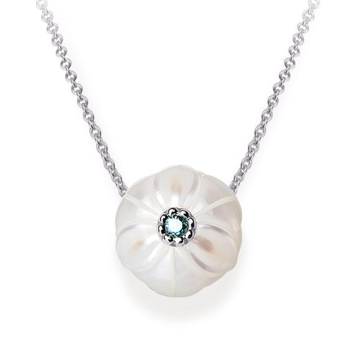 Freshwater Pearl & Blue Topaz Necklace - "Narcissus"
