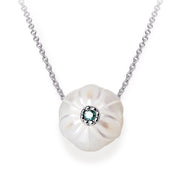 Freshwater Pearl & Blue Topaz Necklace - "Narcissus"