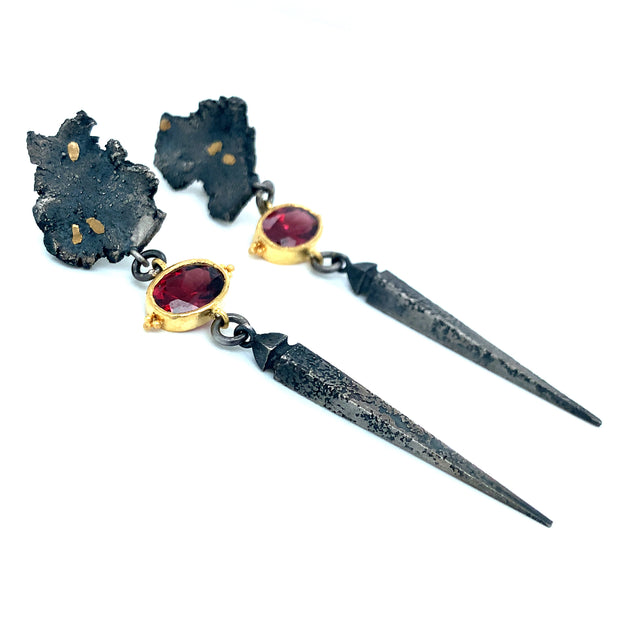 Garnet & Sterling Silver 'Talentum" Earrings