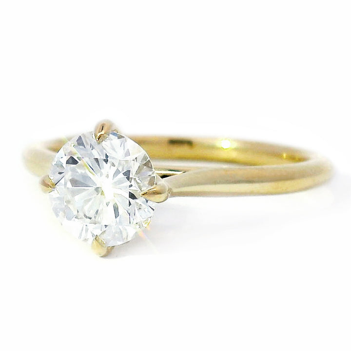 Round Brilliant Diamond Solitaire Ring - "Compass Rose"