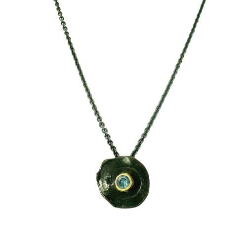 Oxidized Sterling Silver Montana Sapphire Bullet Necklace – “Centerfire”