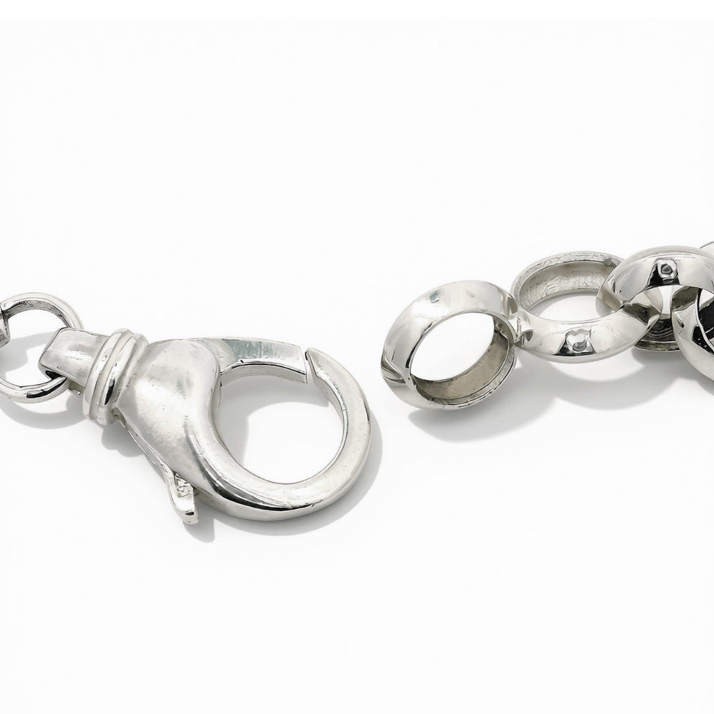Substantial sterling silver chain bracelet with oversized lobster clasp