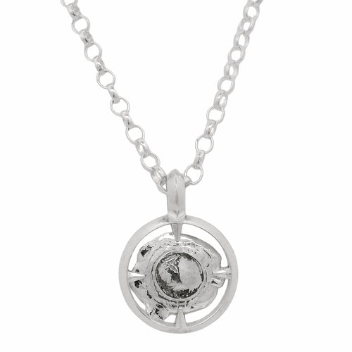 Sterling Silver Framed Bullet Pendant Necklace - "Ricochet"