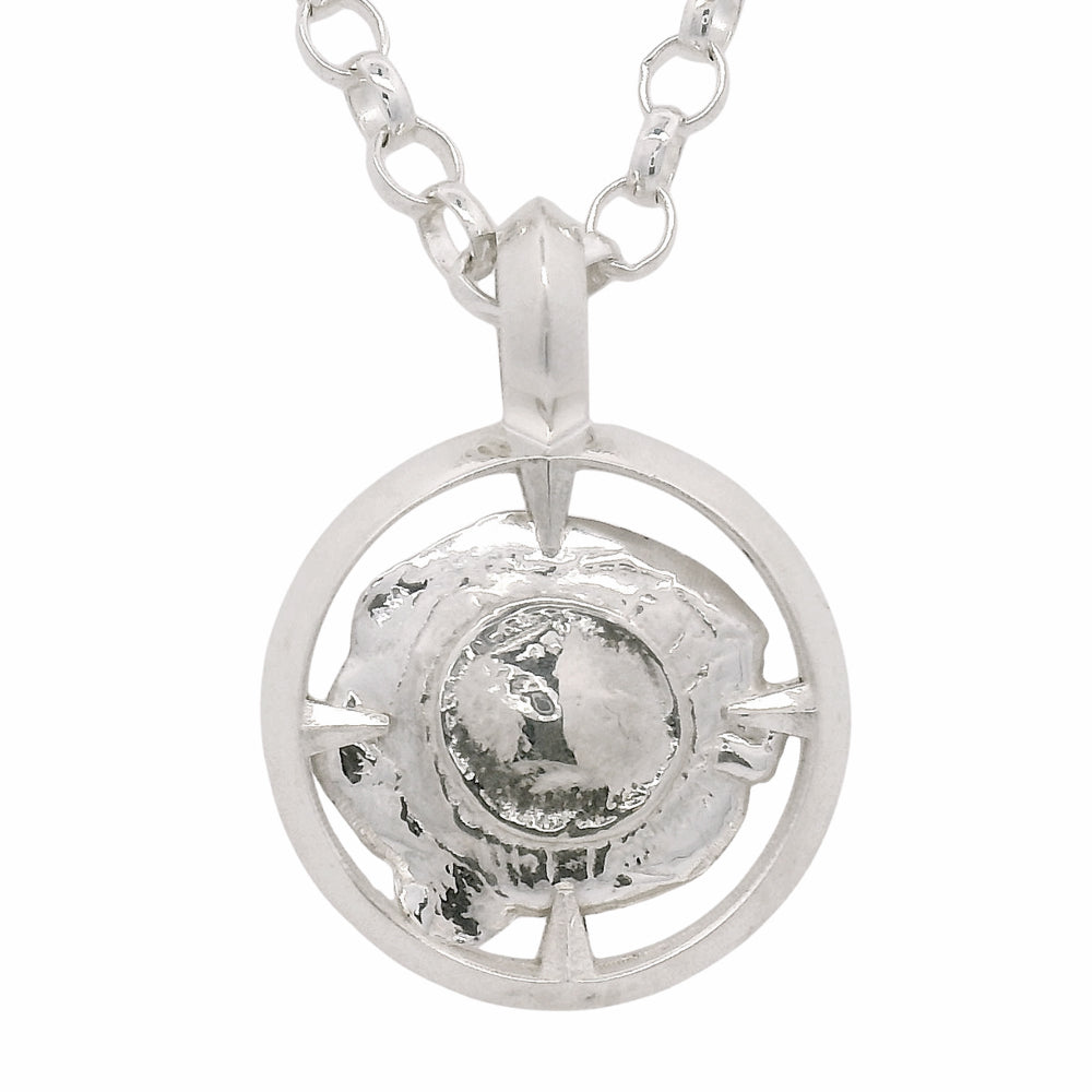 Textured bullet pendant with sterling silver link chain