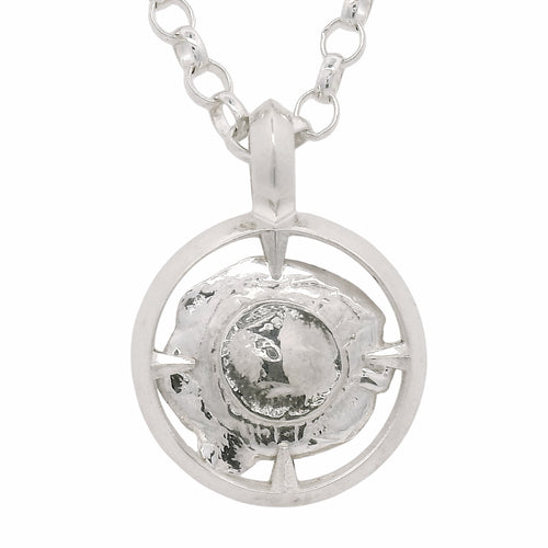 Sterling Silver Framed Bullet Pendant Necklace - "Ricochet"