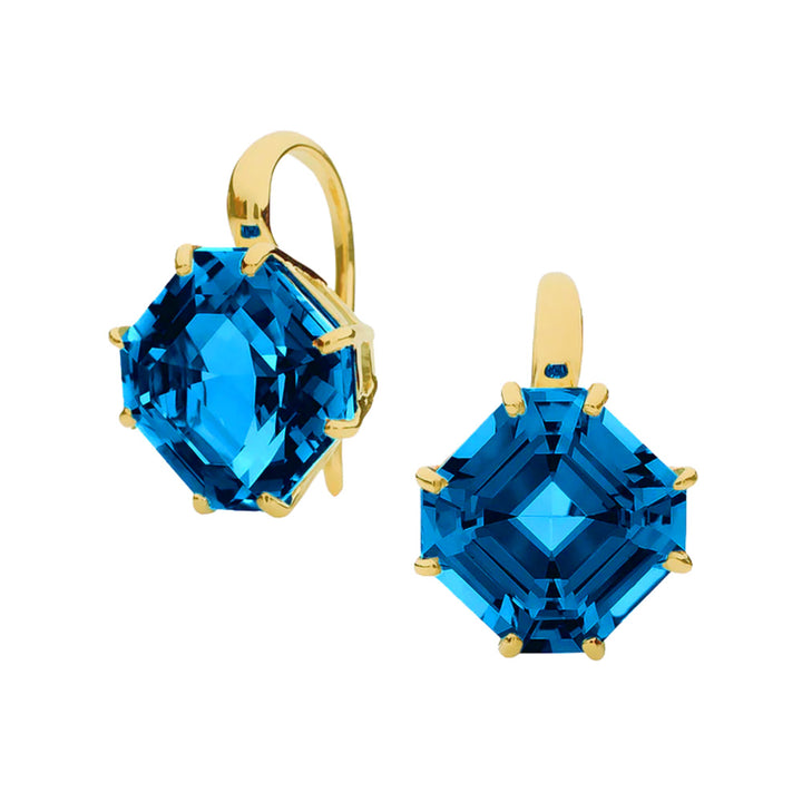 Octagonal London Blue Topaz Earrings - "Gossip"