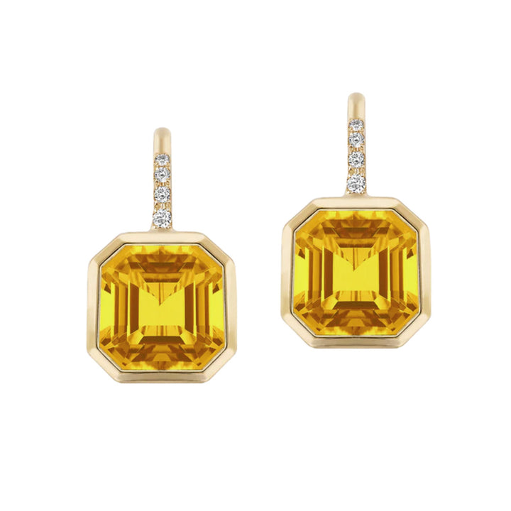 Citrine, Diamond & Gold Drop Earrings - "Gossip"