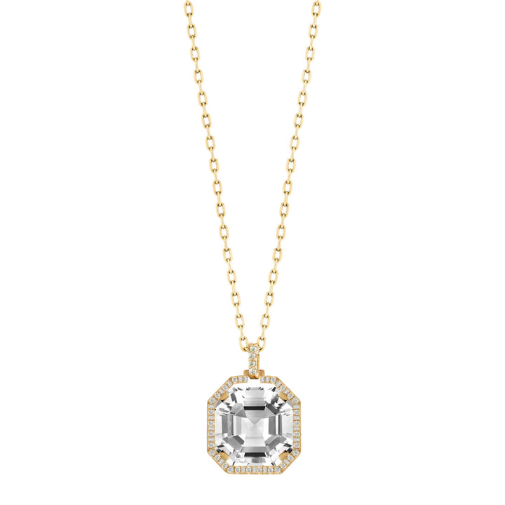 Rock Crystal & Diamond Yellow Gold Necklace - "Gossip"