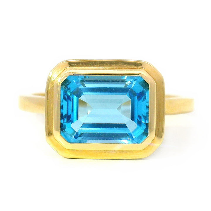 Emerald-Cut Blue Topaz Ring - "Manhattan"