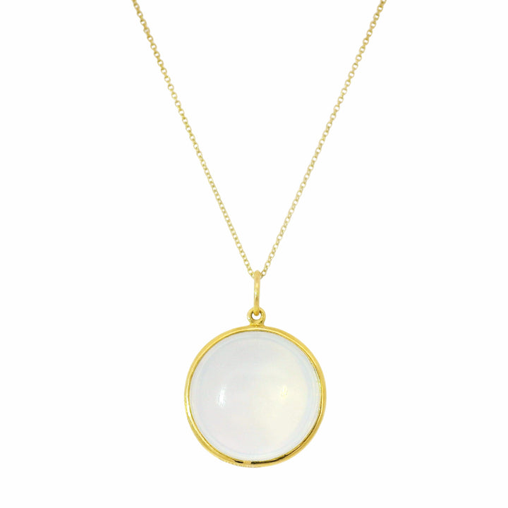 Moon Quartz & Yellow Gold Necklace - "Mischief"