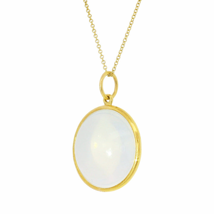 Moon Quartz & Yellow Gold Necklace - "Mischief"