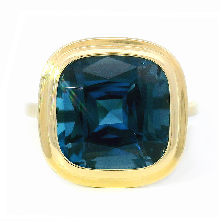 Cushion-Shaped London Blue Topaz Ring - "Manhattan"