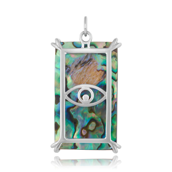 Abalone & Mother-of-Pearl Pendant - "Hamsa Sacred Symbol Tablet"