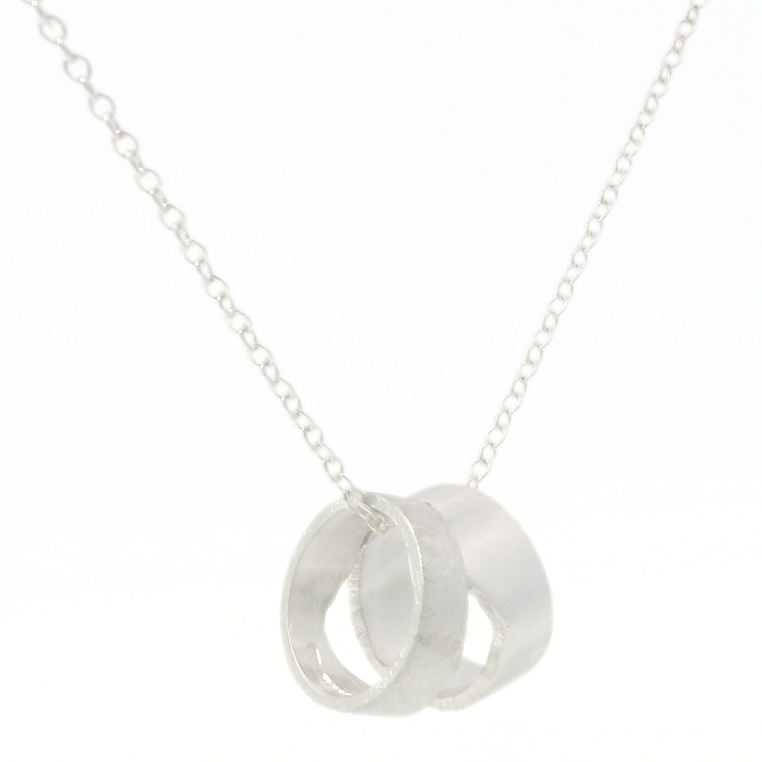 Sterling Silver Interlocking Mountain Range Pendant - "Bridger Mountains"