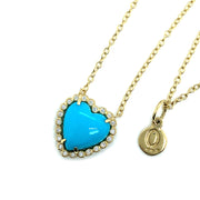 Diamond and Turquoise Heart Necklace- "Sweetheart"