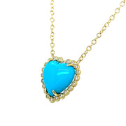 Diamond and Turquoise Heart Necklace- "Sweetheart"