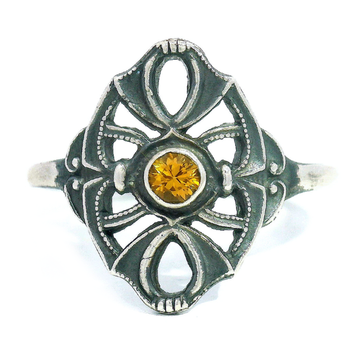 Montana Sapphire & Sterling Silver Ring - "Ember Noir"