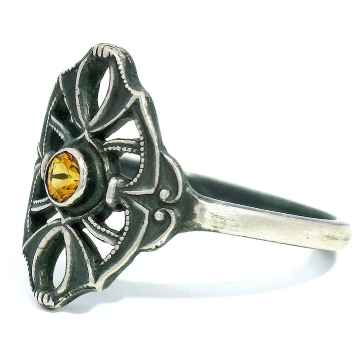 Montana Sapphire & Sterling Silver Ring - "Ember Noir"