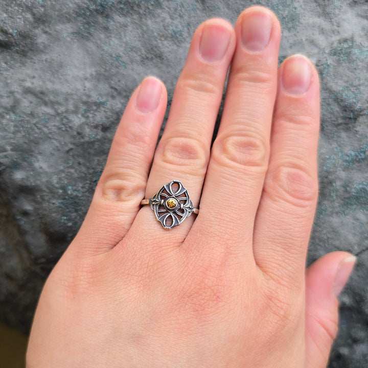 Montana Sapphire & Sterling Silver Ring - "Ember Noir"