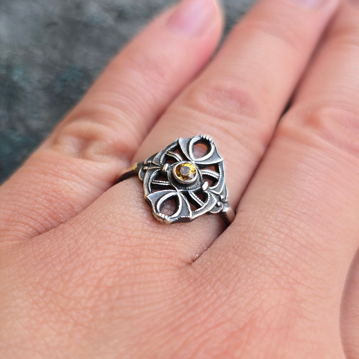 Montana Sapphire & Sterling Silver Ring - "Ember Noir"