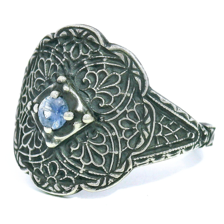 Montana Sapphire & Sterling Silver Ring - "Lace"