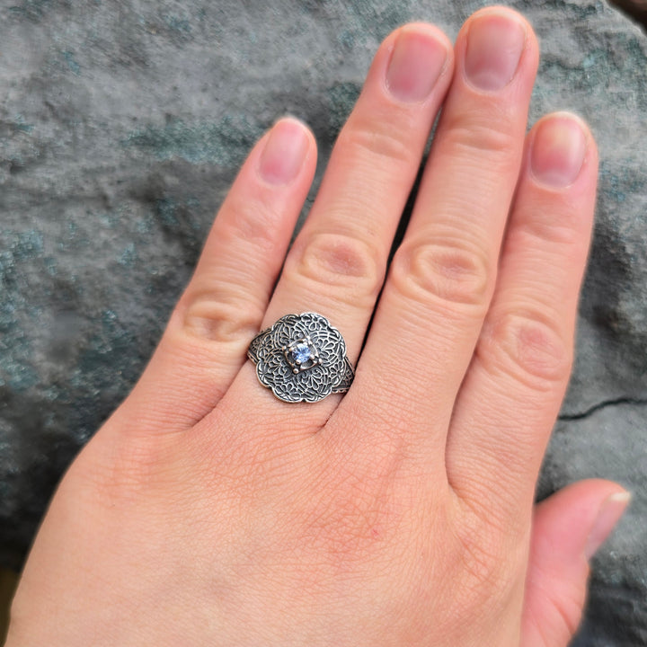 Montana Sapphire & Sterling Silver Ring - "Lace"