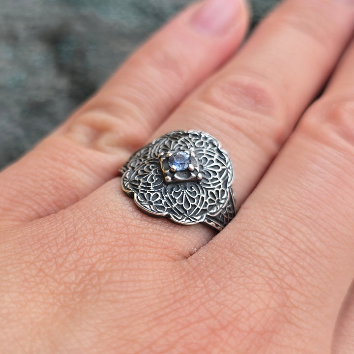 Montana Sapphire & Sterling Silver Ring - "Lace"